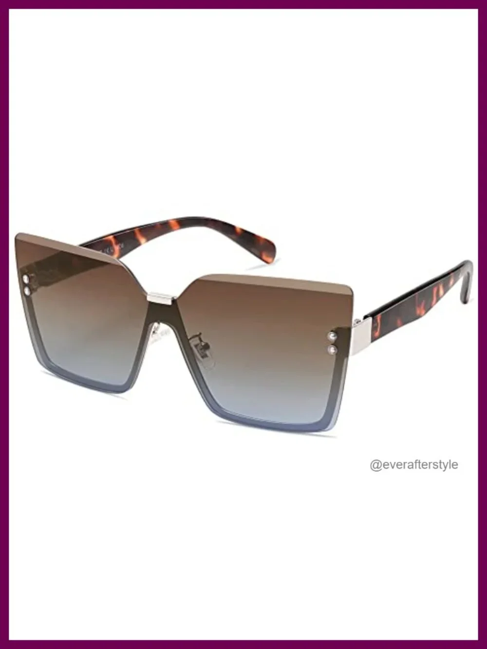 Oversized Square Rimless Sunglasses UV400 Ladies Shades